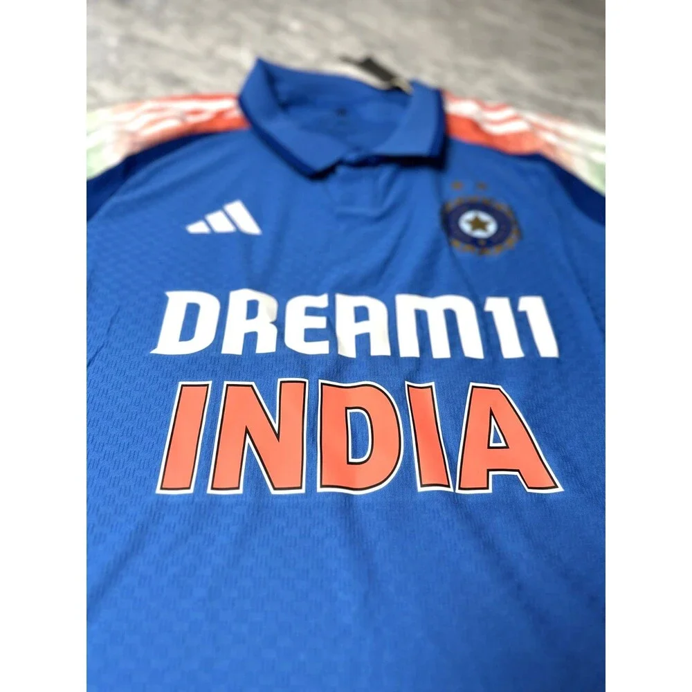 Adidas Dream 11 India Cricket KC3746 Jersey Blue & Orange Men's Large NEW